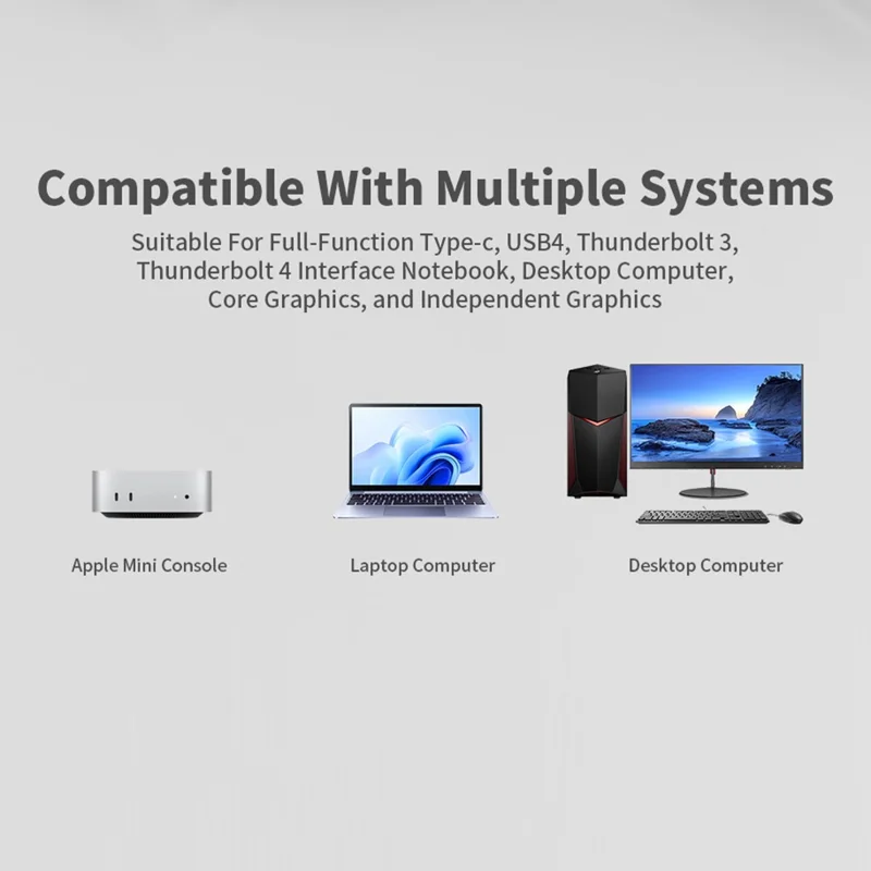Adaptador de Exibição Virtual Tipo-C 4K 60Hz para Laptops e Computadores Desktop com USB4 Thunderbolt 3 / 4, Emulador de GPU EDID - Cinza