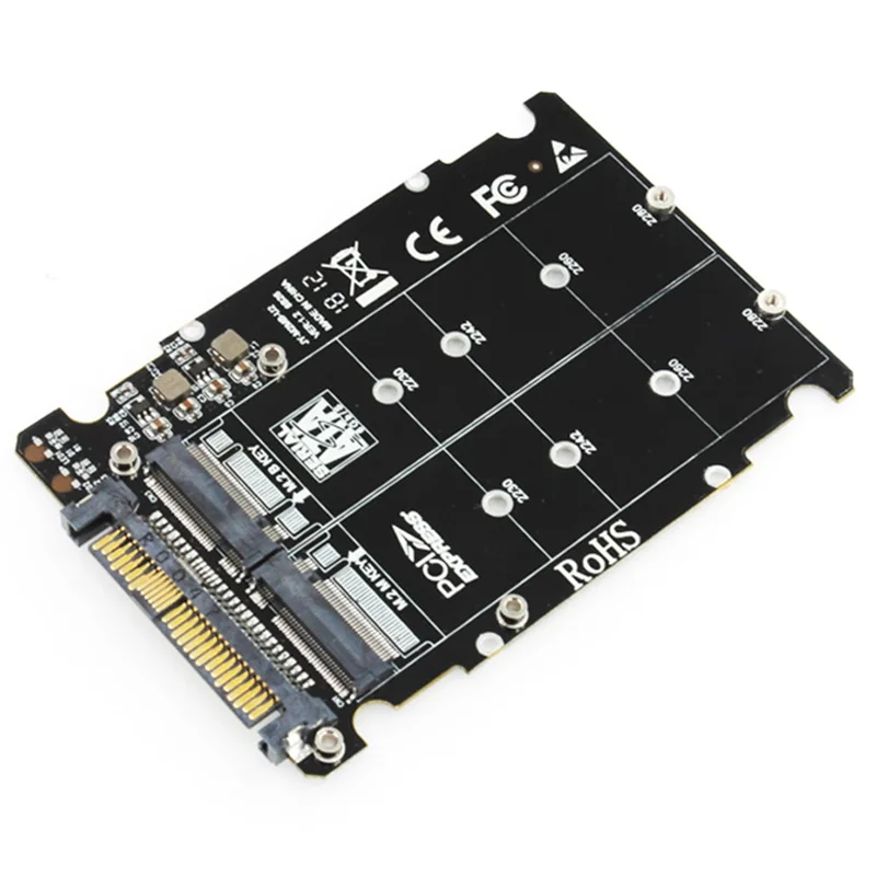 JEYI U2PCB U.2 to PCIe Adapter Card SFF-8639 PCIe 3.0 X4 SATA SSD Dual Ports Expansion Card