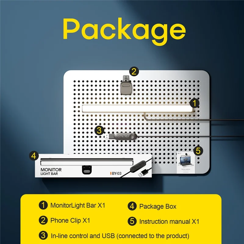 BY-03 Computer Monitor Light Bar Magnetic Eye-Caring Monitor Lamp Ambient Lighting for Video Conferencing / Streaming