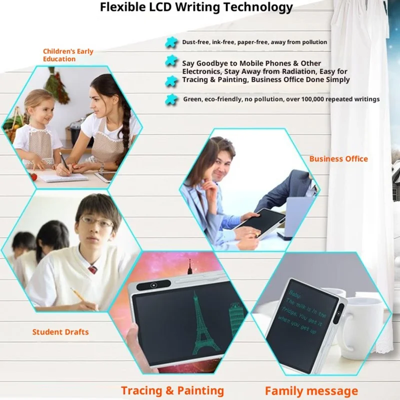 10,1-дюймовый ЖК-планшет для письма, деловой высокой яркости, с блокировкой экрана / Чехол из искусственной кожи - черный