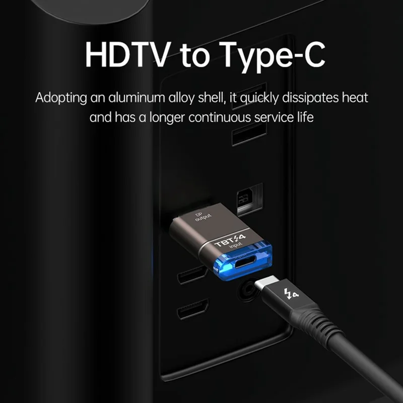 Adapter DP do Thunderbolt 3 / 4 / 5 Typ-C 8K / 120 Hz przewodowe lustrzane odtwarzanie ekranu dla monitorów, synchronizacja dźwięku, podłącz i graj