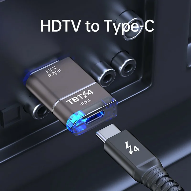 Kabel adaptera 4K HDTV do Thunderbolt 3 / 4 / 5 Typ-C, kopia ekranu, podłączenie do monitora DP, obsługa synchronizacji dźwięku, gotowy do pracy