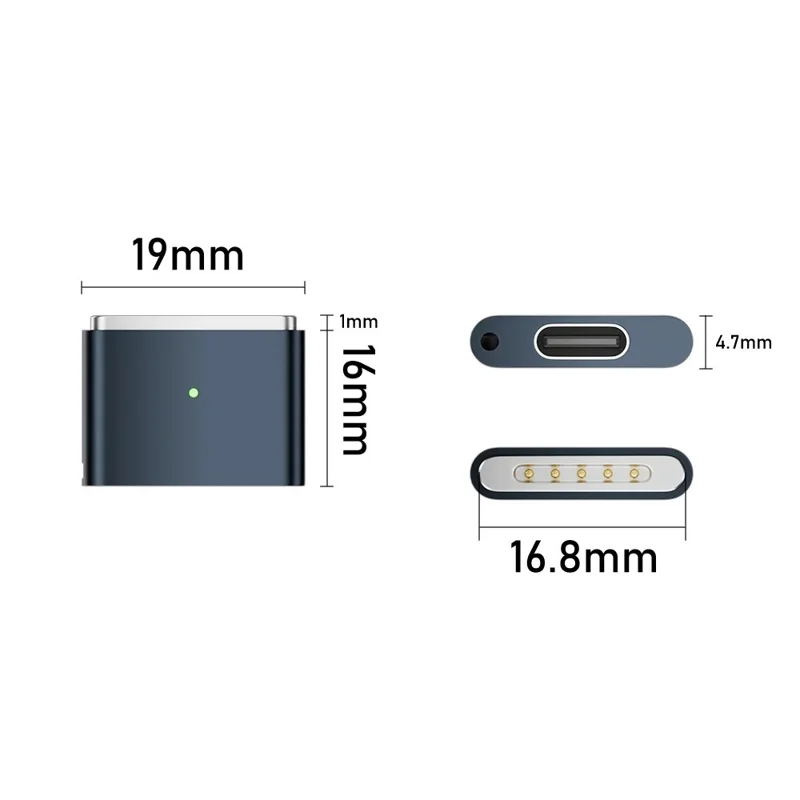 Type-C to Magnetic Charging Adapter 140W PD Compatible with MacBook Pro  /  Air Fast Charger - Silver