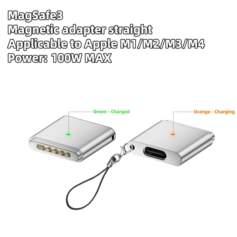 Type-C to Magnetic Charging Adapter 140W PD Compatible with MacBook Pro  /  Air Fast Charger - Silver