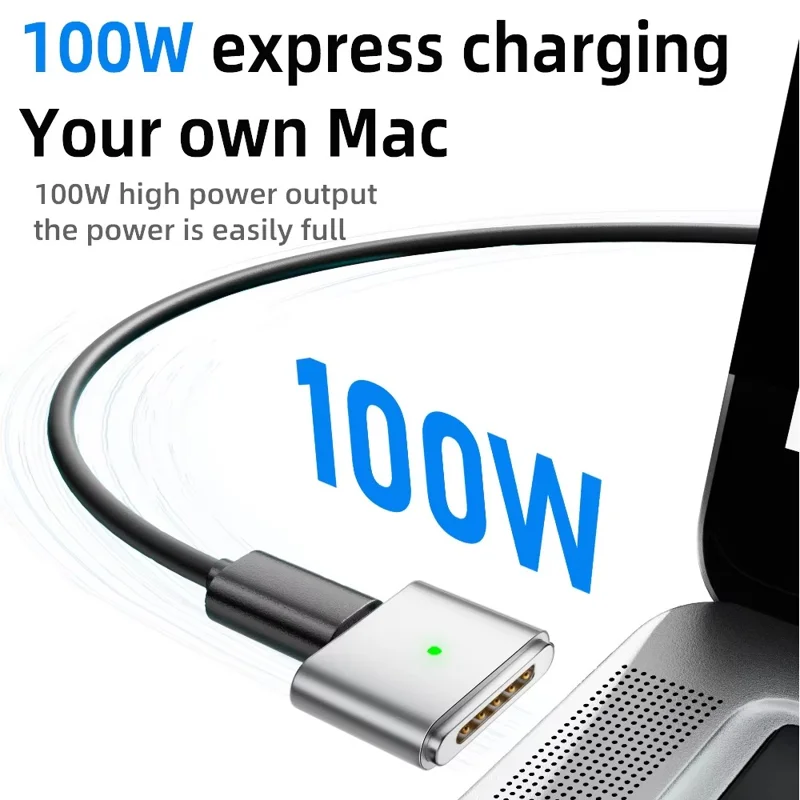 Type-C to Magnetic Charging Adapter 140W PD Compatible with MacBook Pro  /  Air Fast Charger - Silver