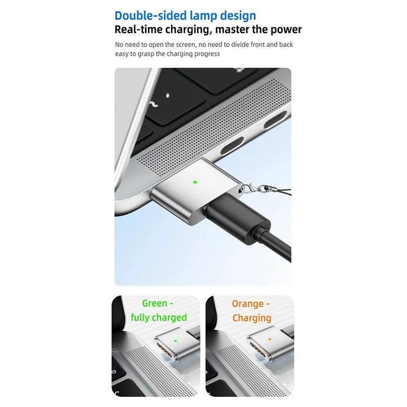 Type-C to Magnetic Charging Adapter 140W PD Compatible with MacBook Pro  /  Air Fast Charger - Silver