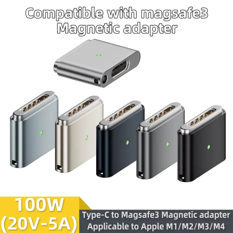 Type-C to Magnetic Charging Adapter 140W PD Compatible with MacBook Pro  /  Air Fast Charger - Silver