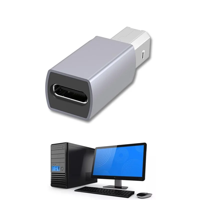 Type-C to USB-B Adapter Cable USB C to Printer Connector for Electronic Piano / Scanner / Fax High Speed Data Sync 480Mbps Plug and Play