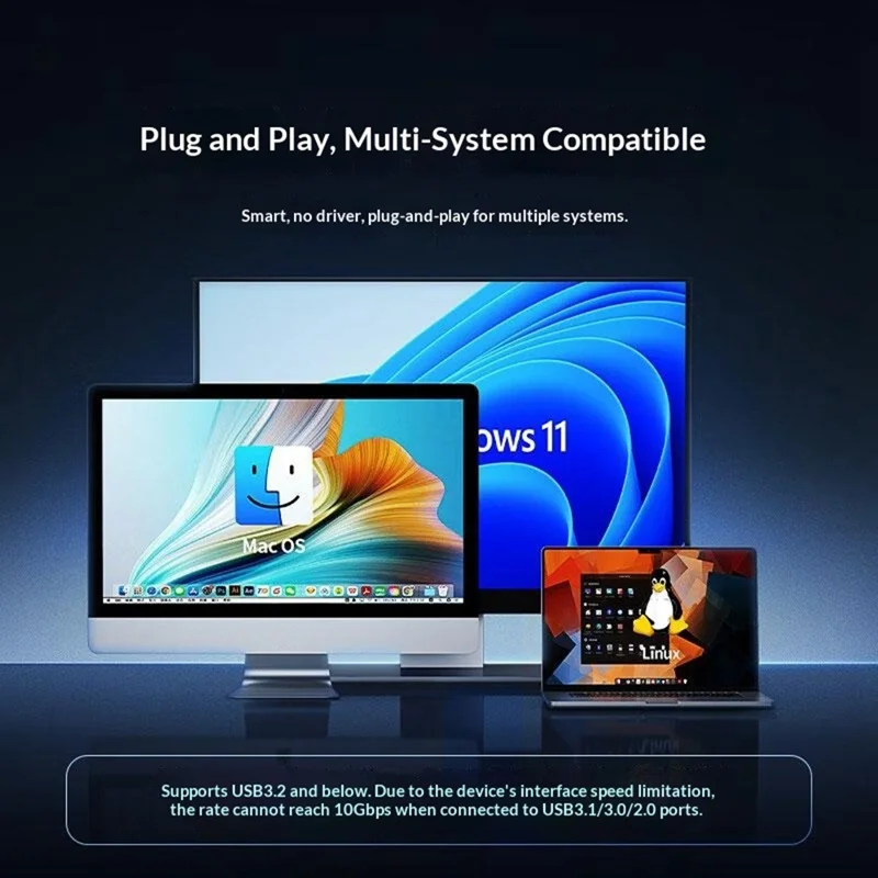 UGREEN CM806 35883 Adaptateur Concentrateur USB-A 4 Ports 0,15 m 10 Gbps Station d'Accueil pour Transfert de Données Haute Vitesse pour Windows / Mac OS / Linux