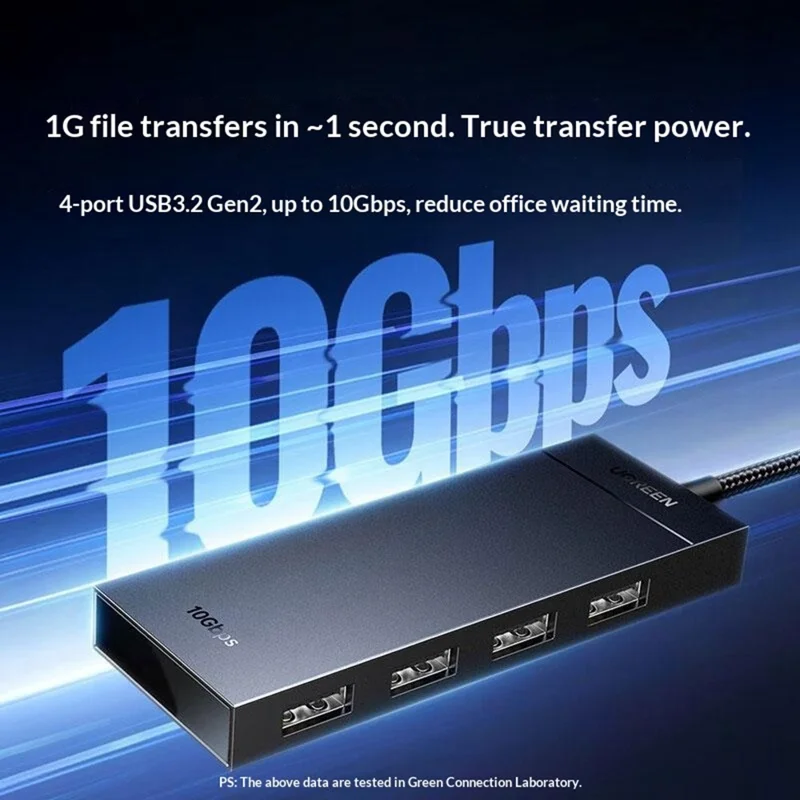 UGREEN CM806 55373 USB-A 4 Port Hub Adapter 0.5m 10Gbps High Speed Data Transfer Docking Station for Windows  /  Mac OS  /  Linux