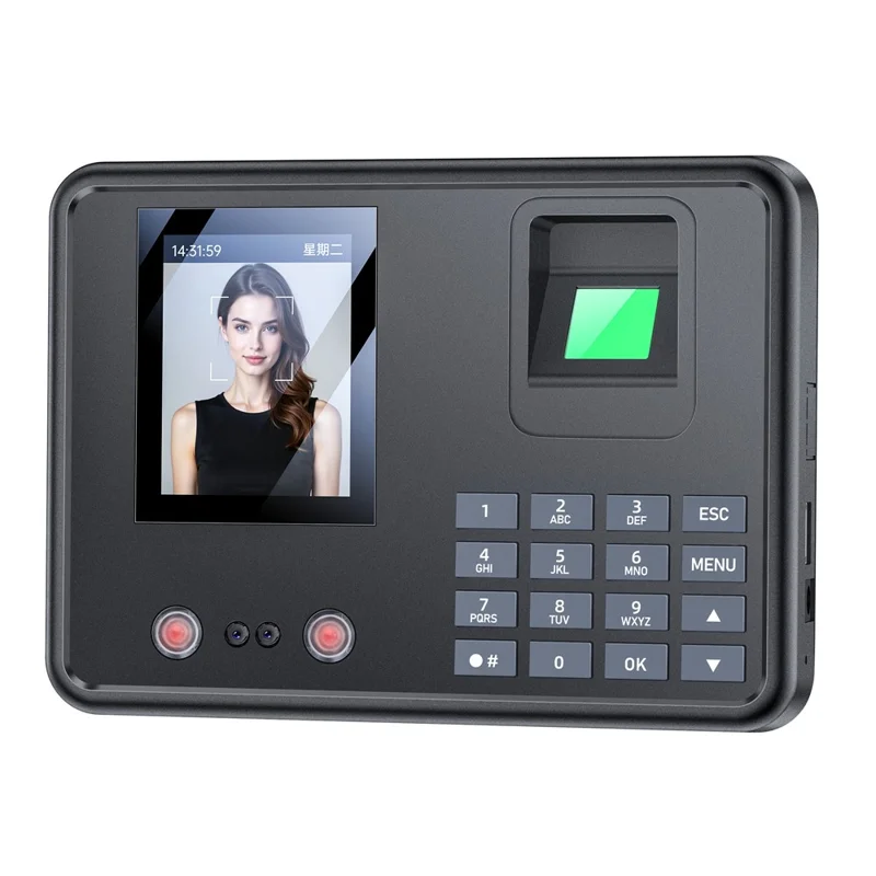 YESIDO KM30 Attendance Machine Time Clock Face Fingerprint Recognition Punch Card Reader Attendance Recorder - UK Plug