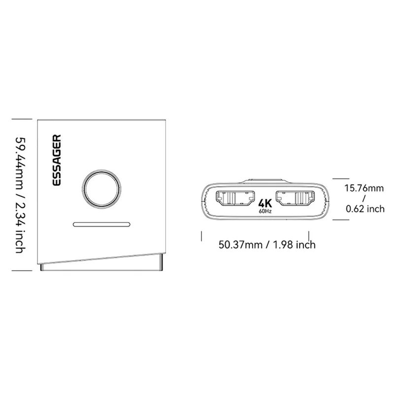 ESSAGER HD Switcher 2 in 1 out Dual-Way 4K 60Hz Video Switch for Gaming PC TV