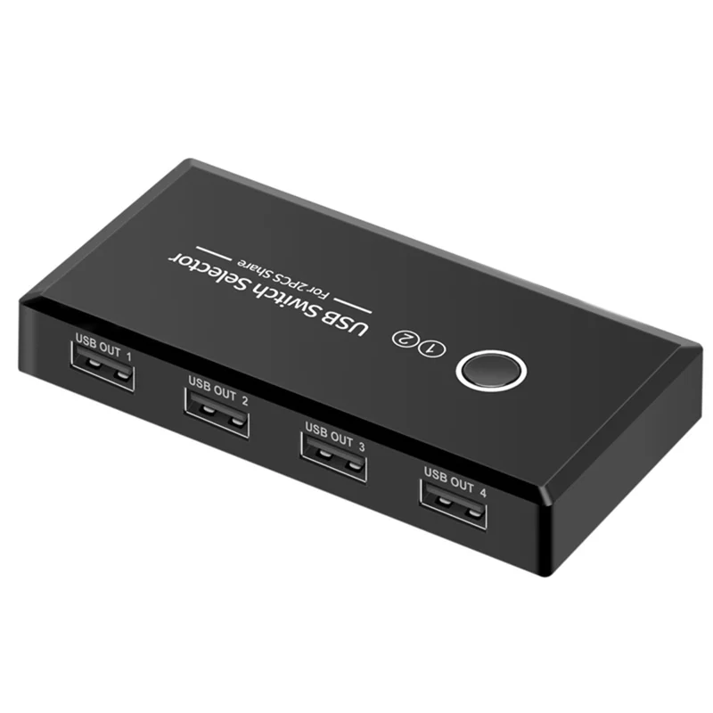 KY23 Sélecteur de Commutateur KVM USB 2.0, Répartiteur Commutateur 2 Entrées 4 Sorties pour Partage d'Ordinateur, Hub pour Imprimante, Clavier, Souris, Clé USB
