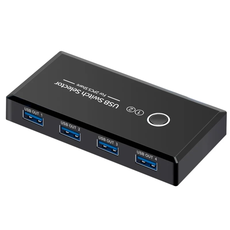 KY03 Sélecteur de Commutateur USB 3.0 KVM 2 Entrées 4 Sorties Partagé Hub pour Imprimante Souris Clavier - Noir