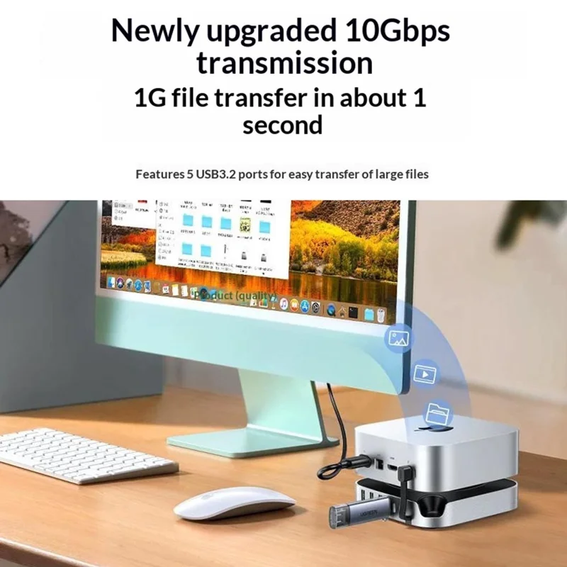 UGREEN CM841-65487 11-in-1 USB-C Hub for Mac Mini M4  /  M4 Pro M.2 NVMe SSD Enclosure Docking Station