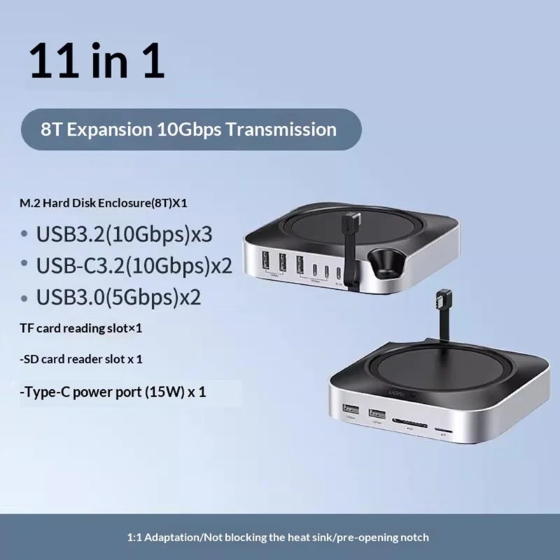 UGREEN CM841-65487 11-in-1 USB-C Hub for Mac Mini M4  /  M4 Pro M.2 NVMe SSD Enclosure Docking Station