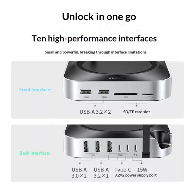 UGREEN CM841-65487 11-in-1 USB-C Hub for Mac Mini M4  /  M4 Pro M.2 NVMe SSD Enclosure Docking Station