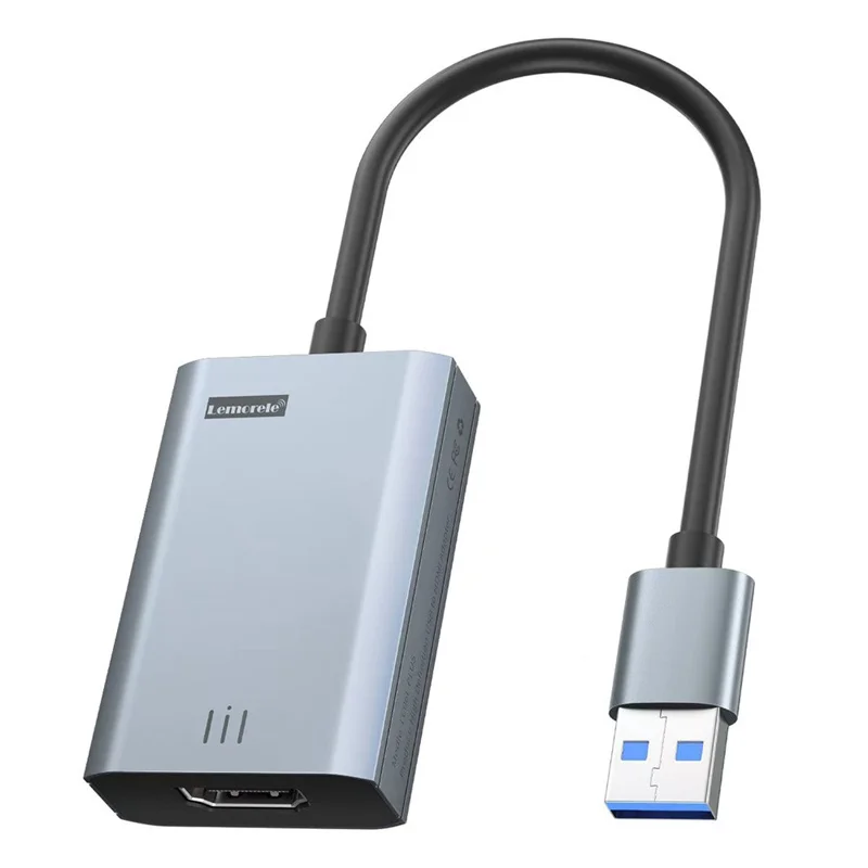 Cable Convertidor LEORELE LC06 Plus de USB-A a HD, Adaptador de Reflejo de Pantalla 4K/30Hz para Teléfono y Computadora - Gris Plata
