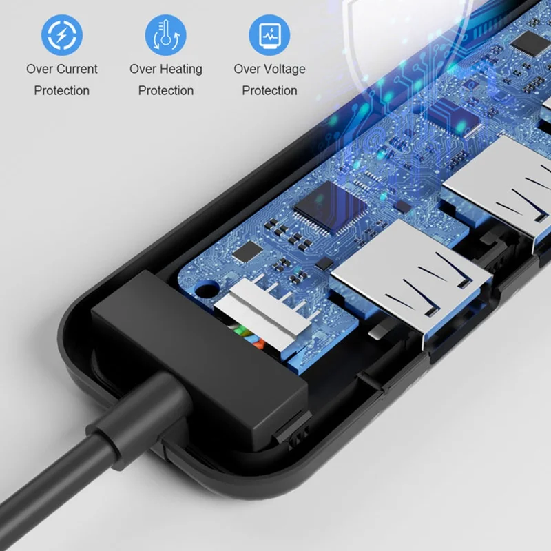 LEMORELE TC55 4-poorts USB 3.0-hub 5 Gbps hoge snelheid multi-poorts splitter uitbreidingsdock - Zwart