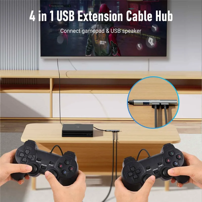 LEMORELE TC57 Портативный USB-C хаб 4-портовый USB 3.0 разветвитель адаптер для ноутбука, док-станция - серо-серебристый