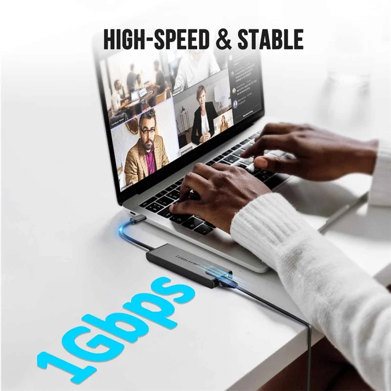 LEMORELE TC24L 5 in 1 USB-C Hub PD 100W Charging 4K HD Gigabit Ethernet Expansion Dock - Black