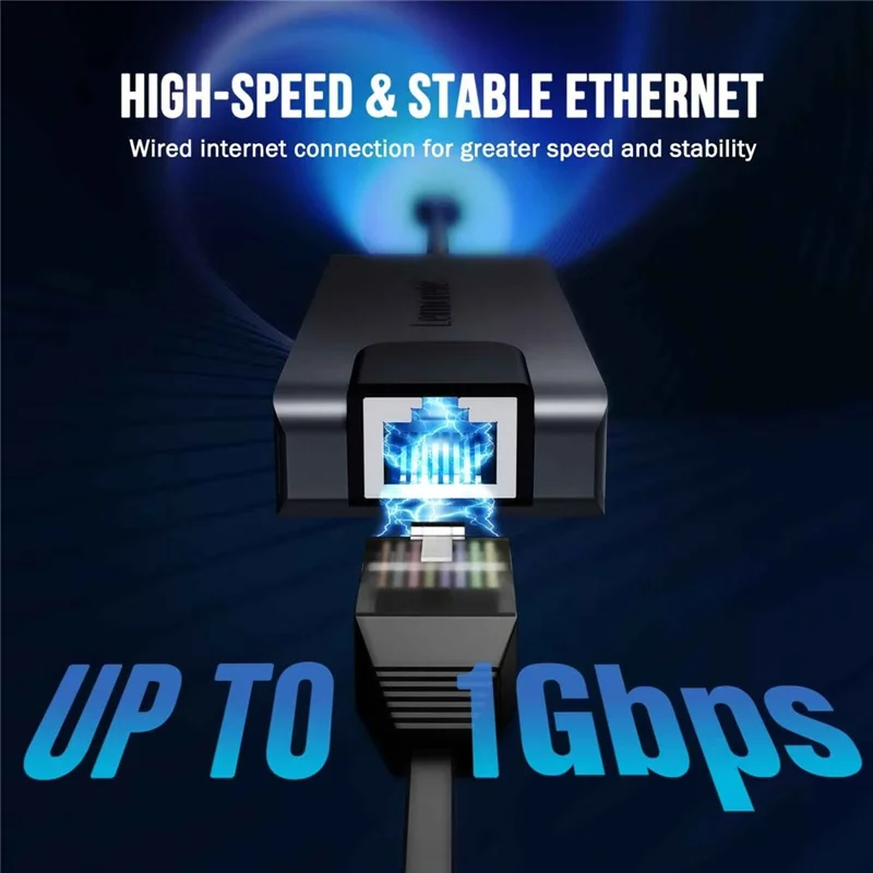 LEMORELE TC24L 5 in 1 USB-C Hub PD 100W Charging 4K HD Gigabit Ethernet Expansion Dock - Black