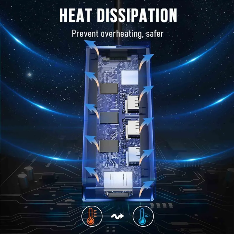 LEMORELE TC23L 6 in 1 USB-C Hub 4K HD 3x USB3.0 Docking Station SD / TF Card Reader - Black