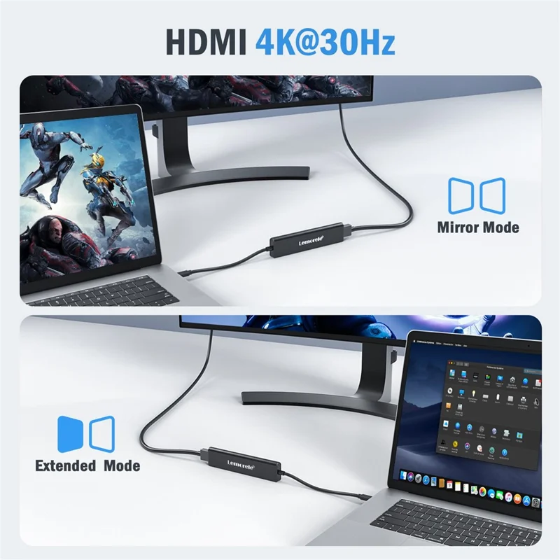 LEMORELE TC90 7 in 1 USB-C Hub PD 100W Fast Charging 4K HD 3x USB 3.0 Dock SD TF Card Reader - Black