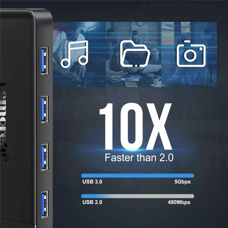 LEMORELE TC92 9 in 1 USB-C Hub PD 100W Fast Charging 4K HD USB 3.0 Docking Station SD / TF Card Reader - Black