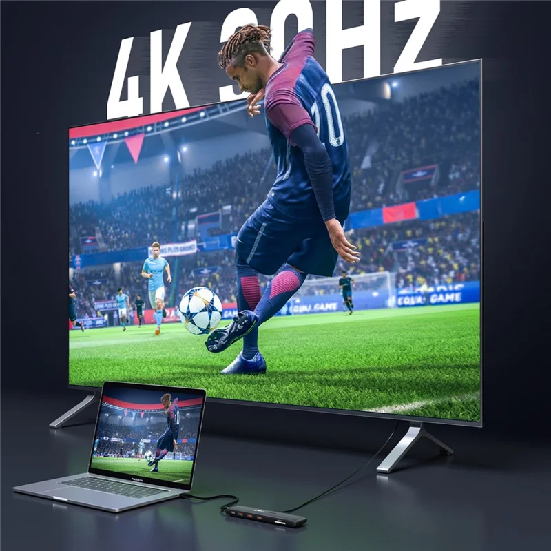 LEMORELE TC97 12 in 1 USB C Hub Dual HD + VGA 10Gbps High Speed USB Card Reader Laptop Docking Station - Silver Grey