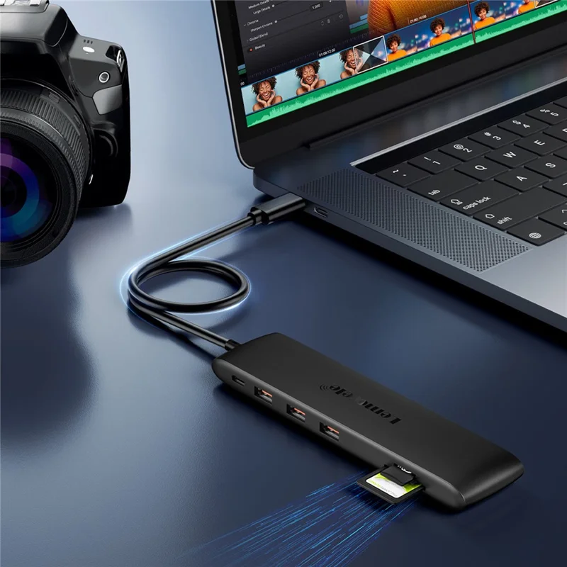 LEMORELE TC97 12 in 1 USB C Hub Dual HD + VGA 10Gbps High Speed USB Card Reader Laptop Docking Station - Silver Grey