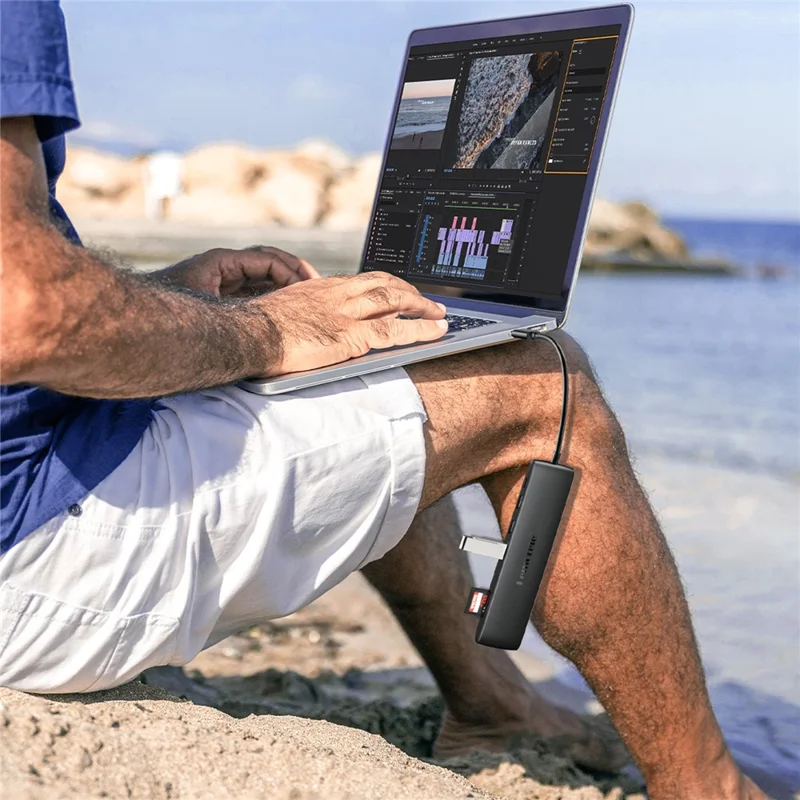 LEMORELE TC97 12 in 1 USB C Hub Dual HD + VGA 10Gbps High Speed USB Card Reader Laptop Docking Station - Silver Grey