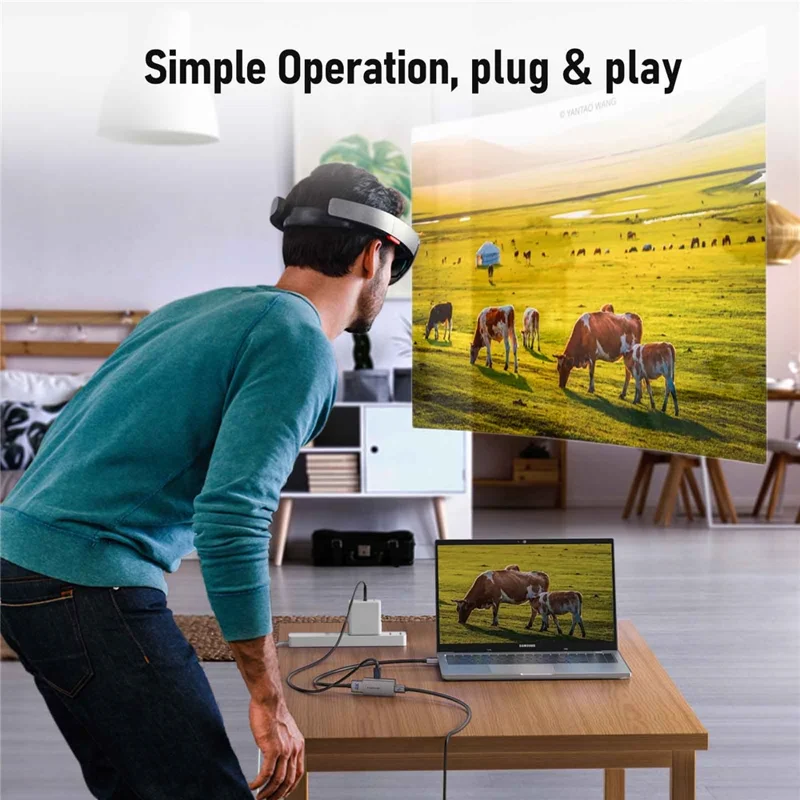LEMORELE LD48L Adaptador de Captura de Vídeo Tipo-C 4K 60Hz Convertidor HD para Switch PS5 Steam Deck Juegos Gafas AR - Gris Plata
