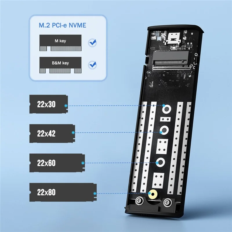 LEMORELE SD1L M.2 NVMe SATA Dual Protocol SSD-enclosure 10 Gbps USB3.1 Gen2 bærbar harddiskdåse i aluminiumslegering - Sort
