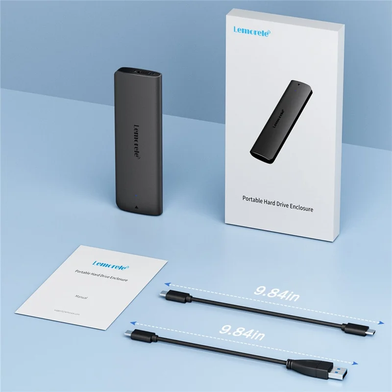 LEMORELE SD1L M.2 NVMe SATA Dual Protocol SSD-enclosure 10 Gbps USB3.1 Gen2 bærbar harddiskdåse i aluminiumslegering - Sort
