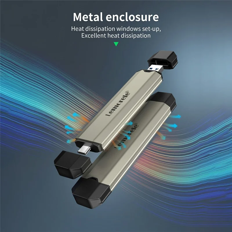 LEMORELE SD3L Caixa para SSD M.2 NVMe SATA de Dupla Interface 10 Gbps Unidade de Disco Portátil USB 3.1 Gen2 - Preto
