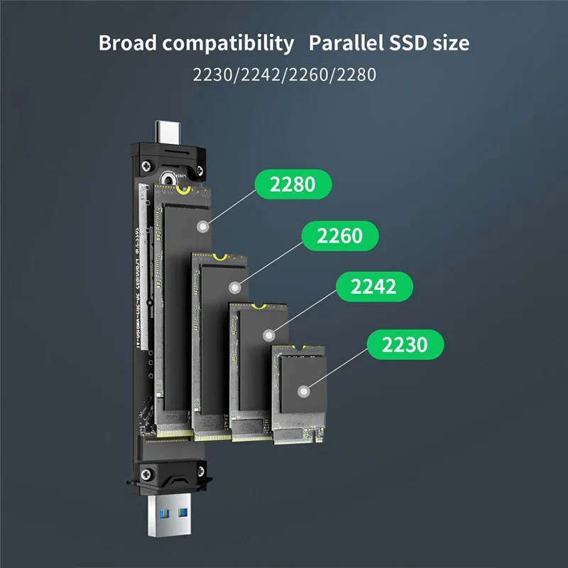 LEMORELE SD3L Caixa para SSD M.2 NVMe SATA de Dupla Interface 10 Gbps Unidade de Disco Portátil USB 3.1 Gen2 - Preto