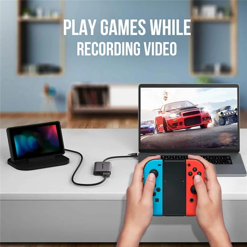 LEMORELE AC02L Dual HD Video Capture Card USB Type-C 4K 60Hz Game Streaming Recording Capture Card Recorder Adapter - Silver Grey