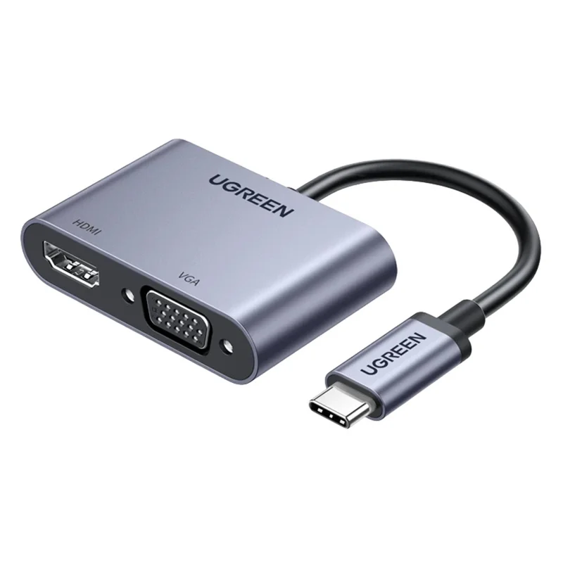 UGREEN 50505 Hub 4 en 1 USB-C vers HD 4K/30 Hz, VGA, USB 3.0, Adaptateur de Chargement Rapide PD 100 W