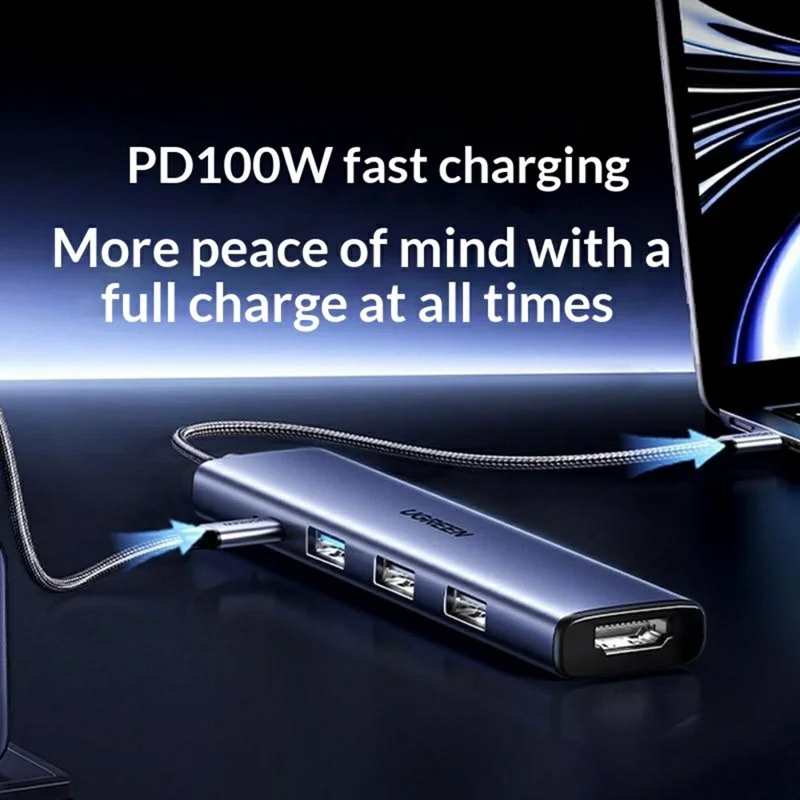UGREEN CM478-15495 5 in 1 Type-C Docking Station 4K / 30Hz HD USB 3.0 PD 100W Charging Hub for MacBook