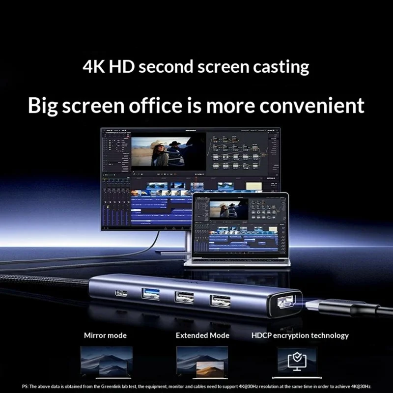 UGREEN CM478-15495 5 in 1 Type-C Docking Station 4K / 30Hz HD USB 3.0 PD 100W Charging Hub for MacBook