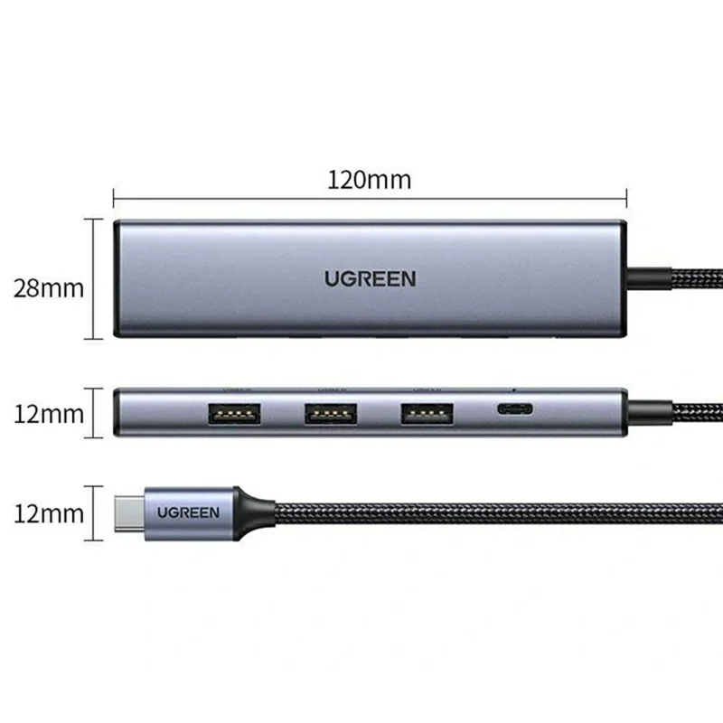UGREEN CM478-15495 5 in 1 Type-C Docking Station 4K / 30Hz HD USB 3.0 PD 100W Charging Hub for MacBook