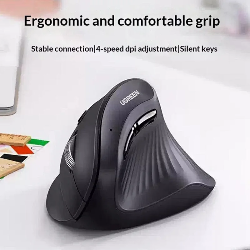 UGREEN MU008 45388 Rato Vertical Ergonómico Bluetooth-compatível / 2.4G Modo Duplo Rato Sem Fios 4000DPI - Preto