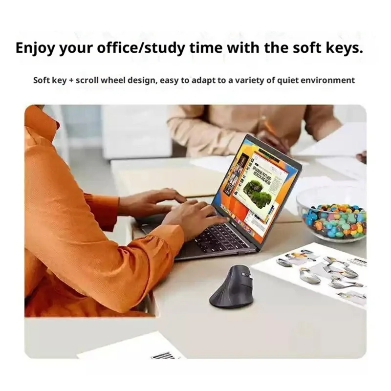 UGREEN MU008 45388 Rato Vertical Ergonómico Bluetooth-compatível / 2.4G Modo Duplo Rato Sem Fios 4000DPI - Preto