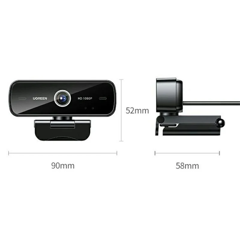 UGREEN CM925-75587 USB Webcam 1080P HD Camera Built-in Dual Microphone for Video Conference - Black