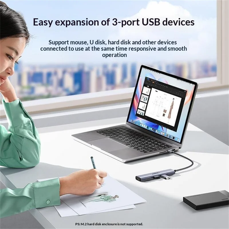 UGREEN CM478-35178 5 in 1 USB-C Hub for MacBook 4K / 60Hz HD PD 100W Fast Charging Multi-Port Adapter