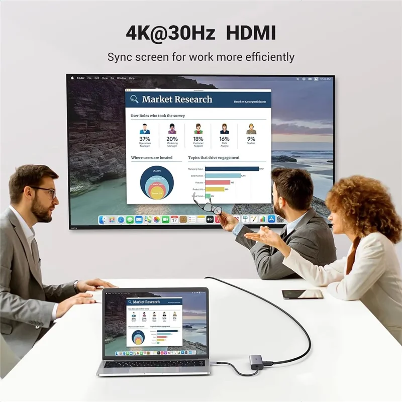 UGREEN CM512 90568 7 in 1 USB-C Hub Type-C to 4K / 30Hz HD USB 3.0 PD 100W RJ45 SD / TF Card Reader
