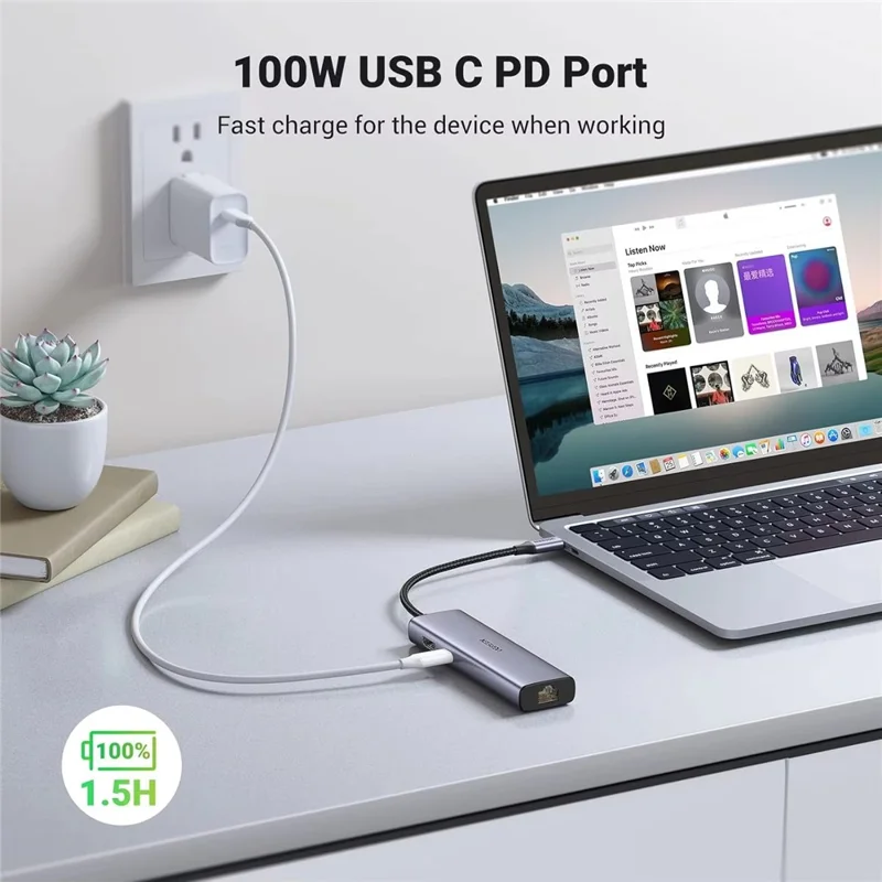 UGREEN CM512 90568 7 in 1 USB-C Hub Type-C to 4K / 30Hz HD USB 3.0 PD 100W RJ45 SD / TF Card Reader