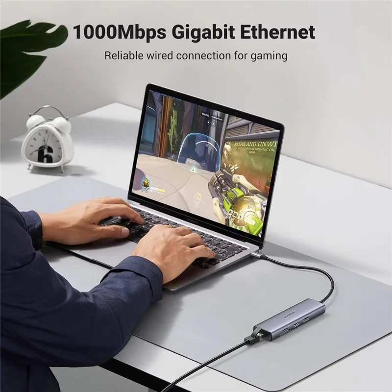 UGREEN CM512 90568 7 in 1 USB-C Hub Type-C to 4K / 30Hz HD USB 3.0 PD 100W RJ45 SD / TF Card Reader