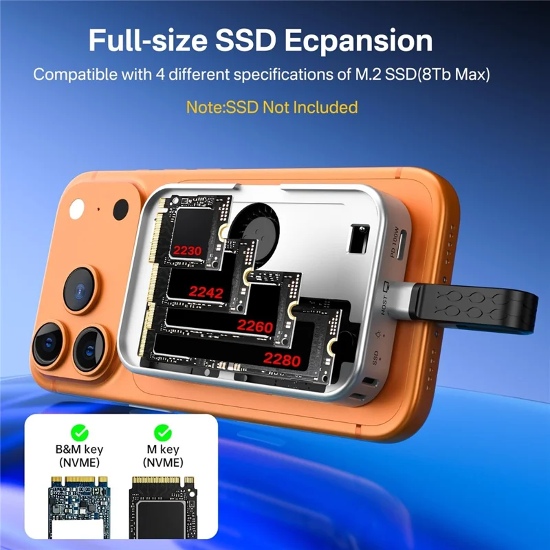 ACASIS EC-1401 10Gbps Magnetic M.2 NVMe SSD Enclosure 6 in 1 USB-C Docking Station with Cooling Fan - Orange